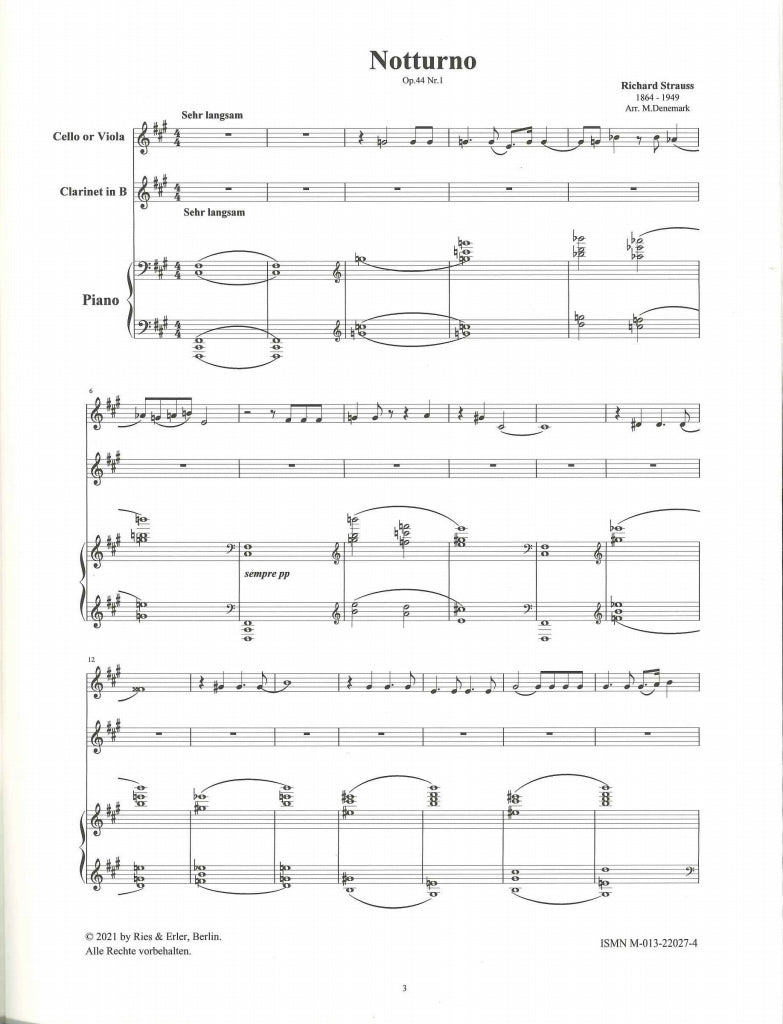Strauss,R., Notturno op. 44/1 (Cl,Vc,Pf) (Ries & Erler)
