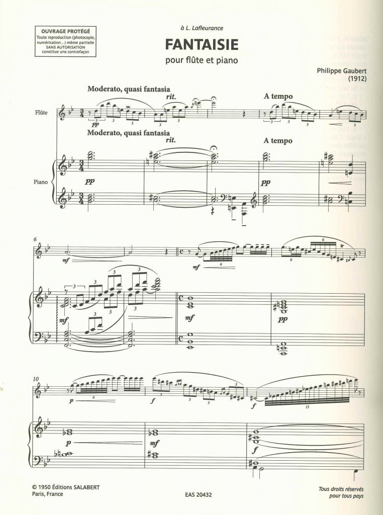 Gaubert, Fantaisie (1912) (Jouard) (Salabert)