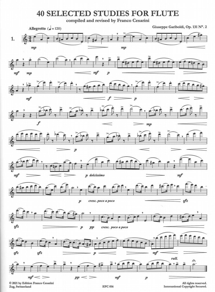 40 Selected Studies for Flute (Cesarini) (Edition Franco Cesarini)