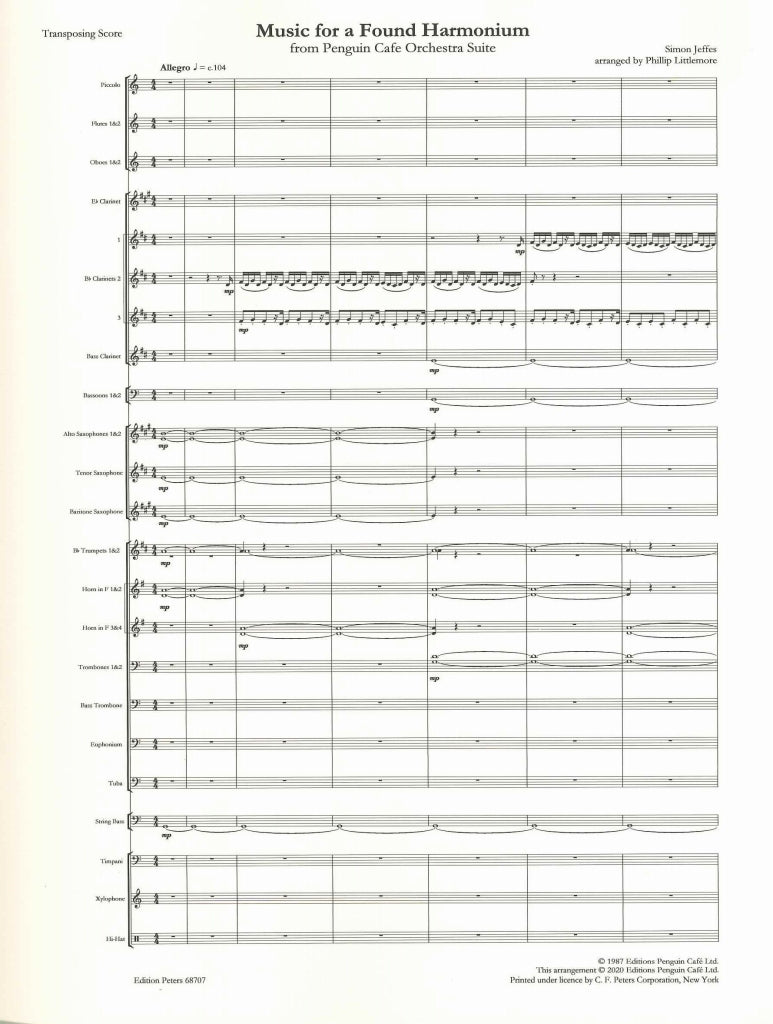 Jeffes, Music for a Found Harmonium Scr (Peters)