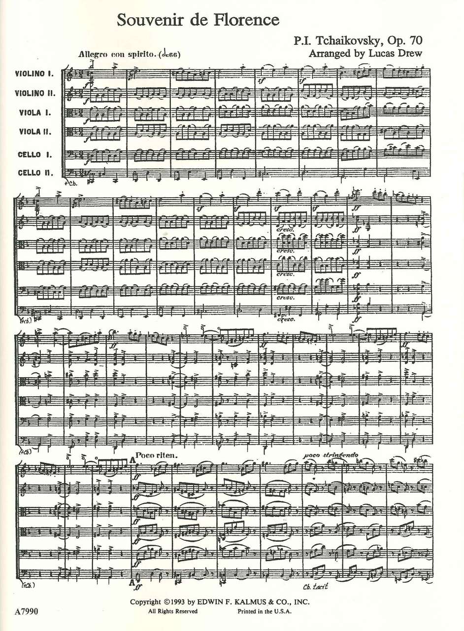 Tchaikovsky, Souvenir de Florence Score (E.F.Kalmus)
