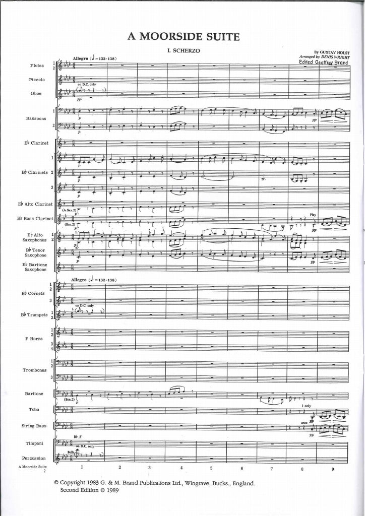 Holst, Moorside Suite Wind Band: Score (G & M Brand/R.Smith)