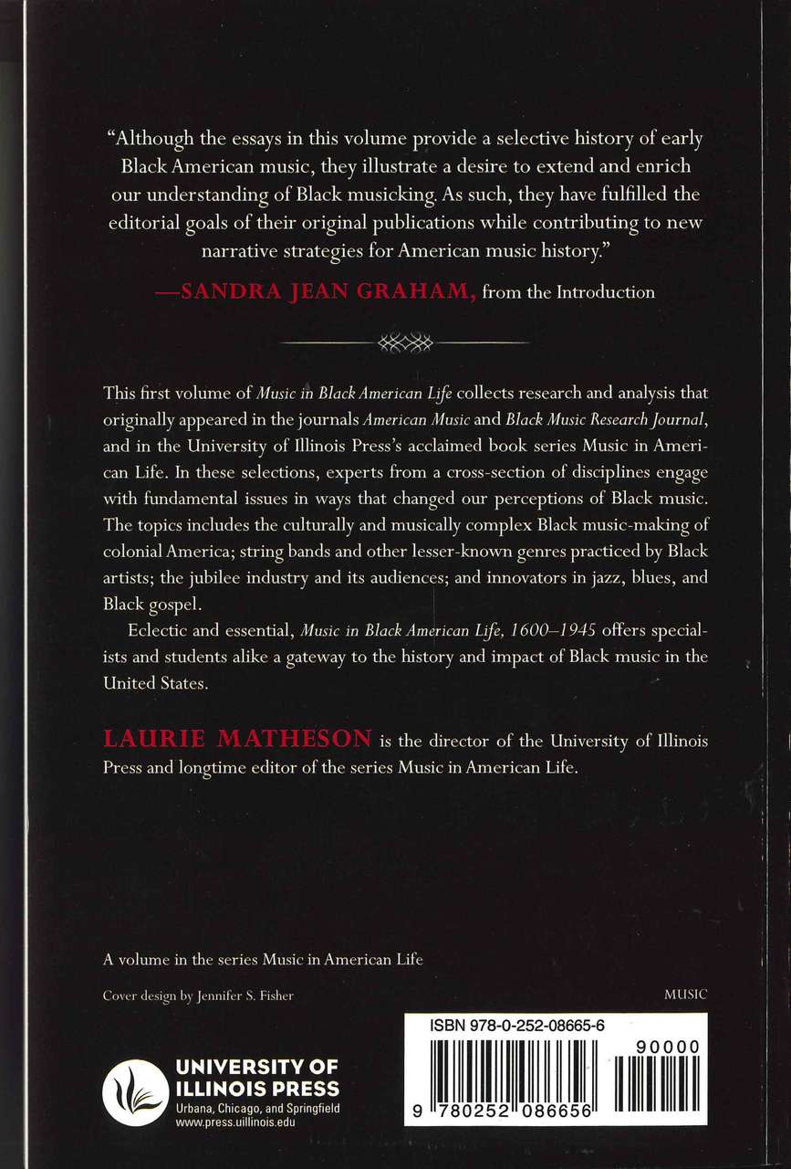 Matheson, Music in Black American 1600(p (Illinois Press, University of)