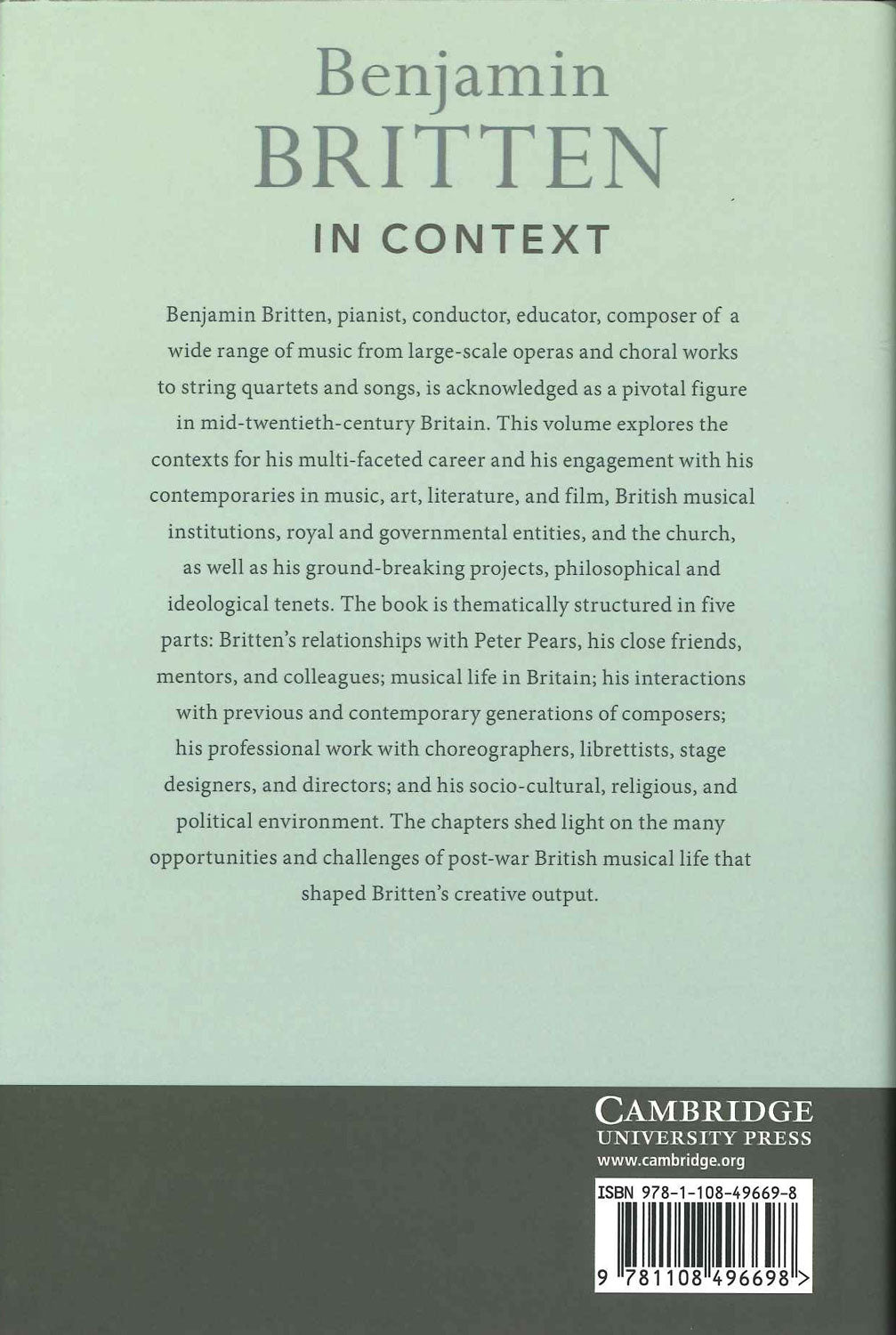 Stroeher, Benjamin Britten in Context (Cambridge University Press)