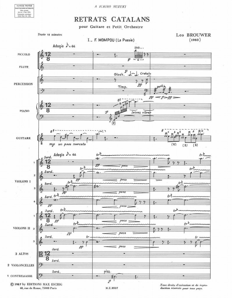 Brouwer, Retrats catalans (Guit,Orch) (Eschig)