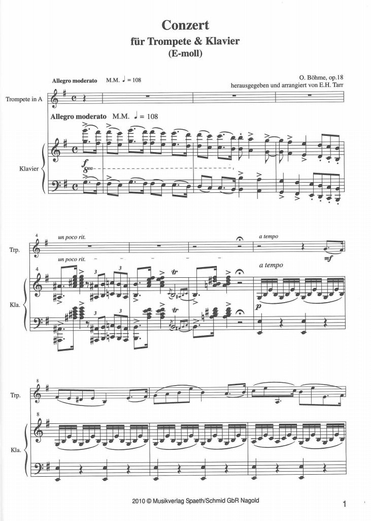 Bohme, Concerto in e op. 18 (Tarr) (Martin Schmid)