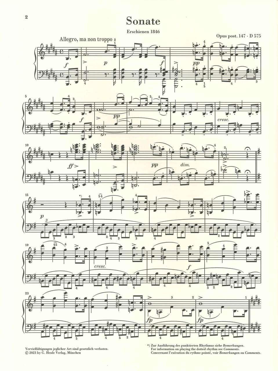 Schubert, Sonata D 575 in B maj. (Henle)