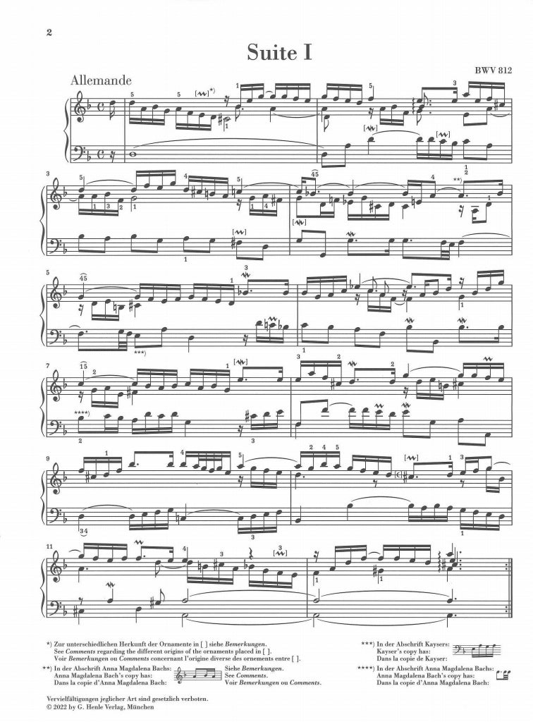 Bach, Franzosische Suite I, d-moll (Henle)