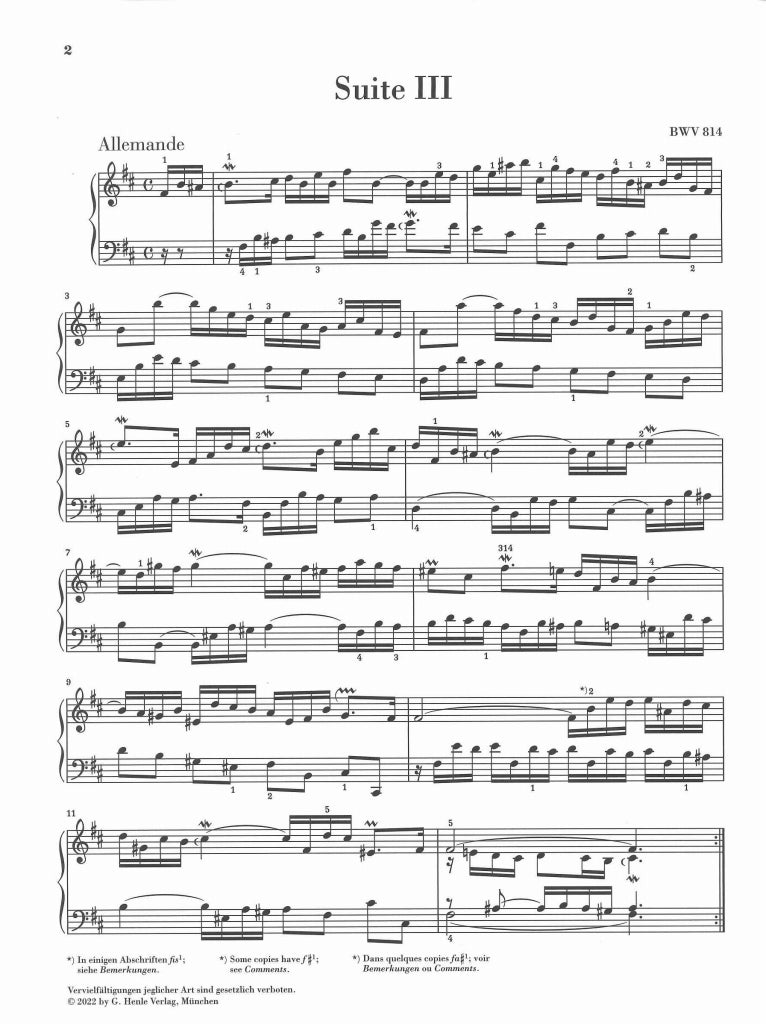 Bach, Franzosische Suite III (Henle)