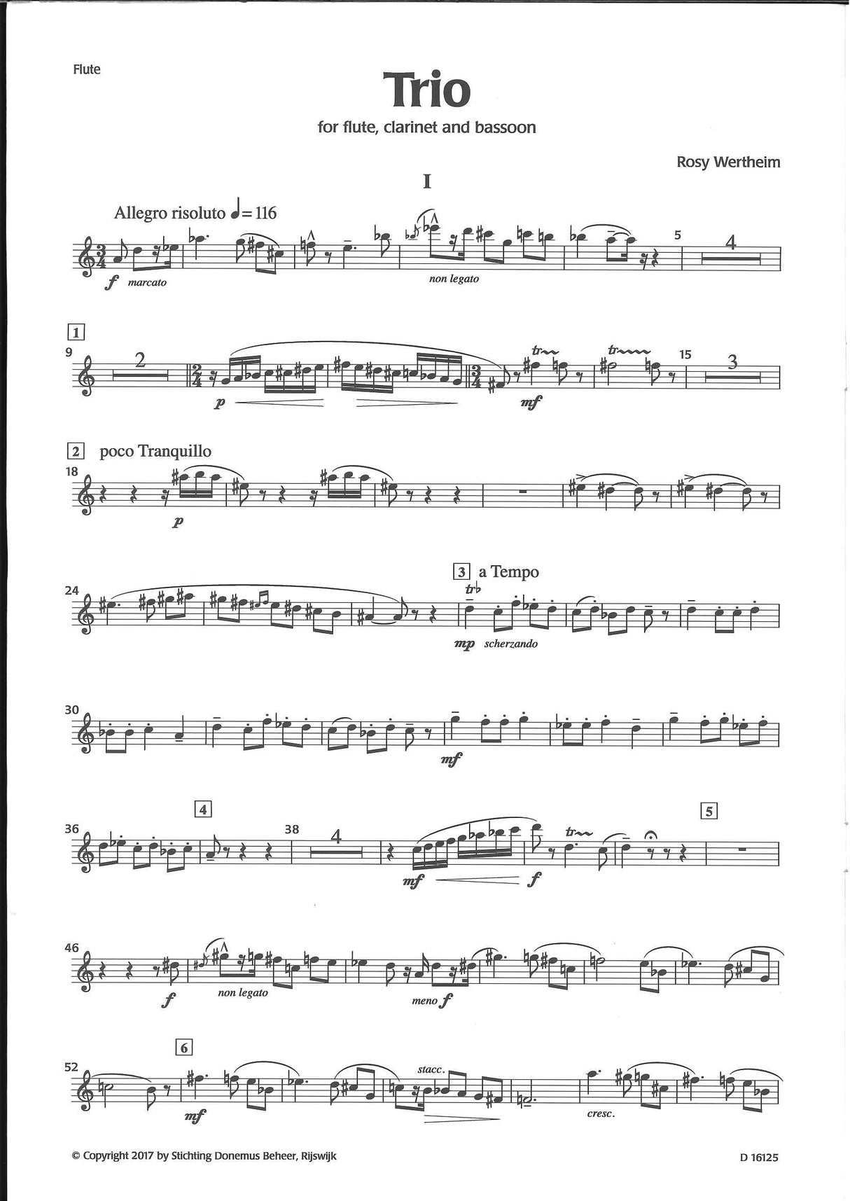 Weltheim, Trio (Fl,Cl,Bn): Parts (Donemus)
