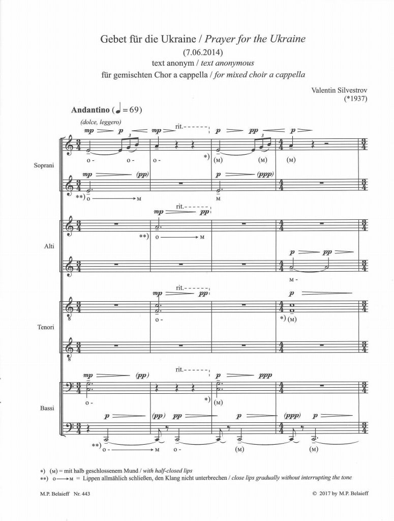 Silvestrov, Prayer for the Ukraine (Belaieff)