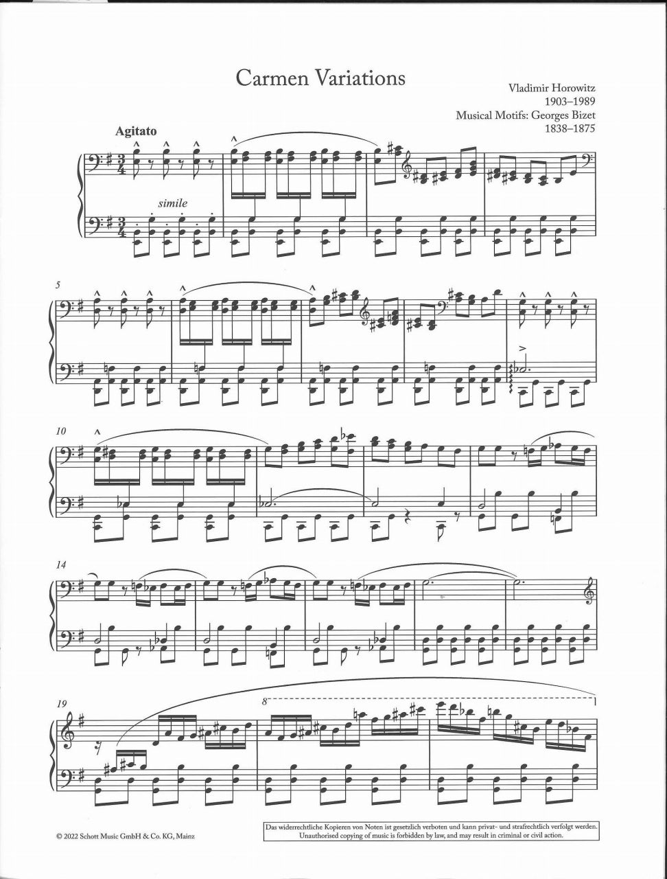 Horowitz, Carmen Variations (Schott)