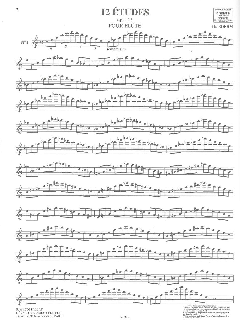 Boehm, 12 Etudes op. 15 (Billaudot)
