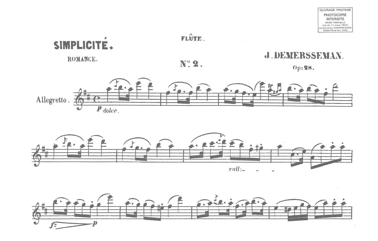 Demersseman, Simplicite op. 28/2 Romance (Billaudot)