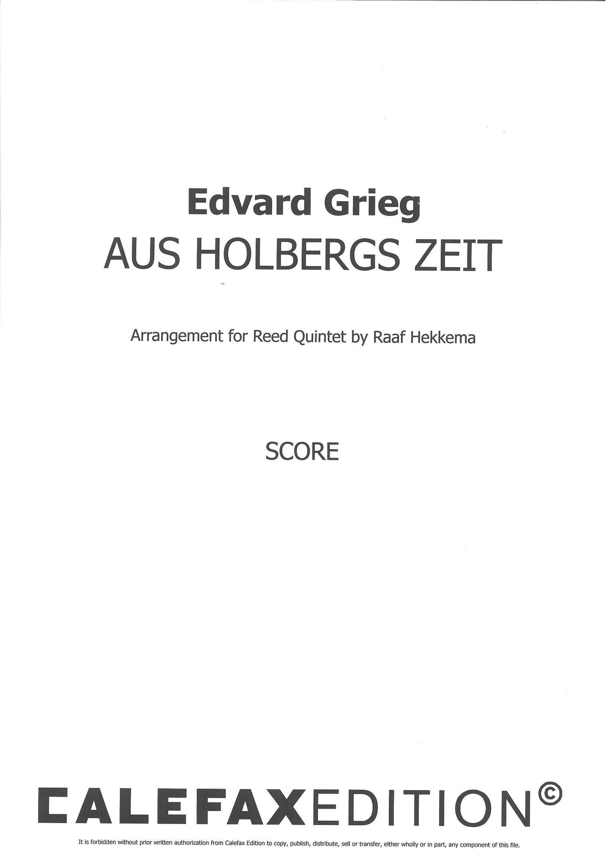 Grieg, Aus Holbergs Zeit (Calefax)