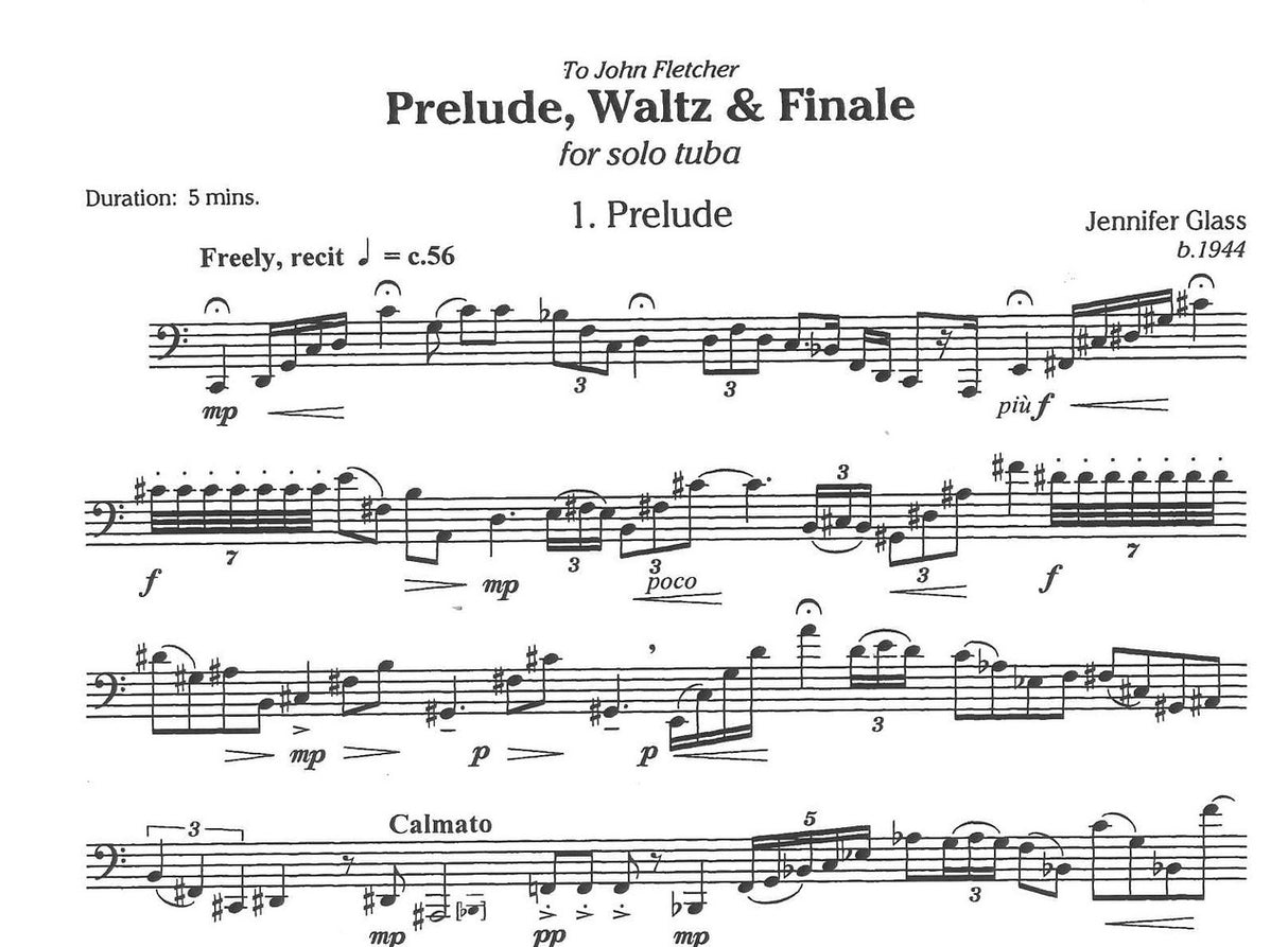 Glass, Prelude, Waltz & Finale(Tba Solo) (Emerson Edition)