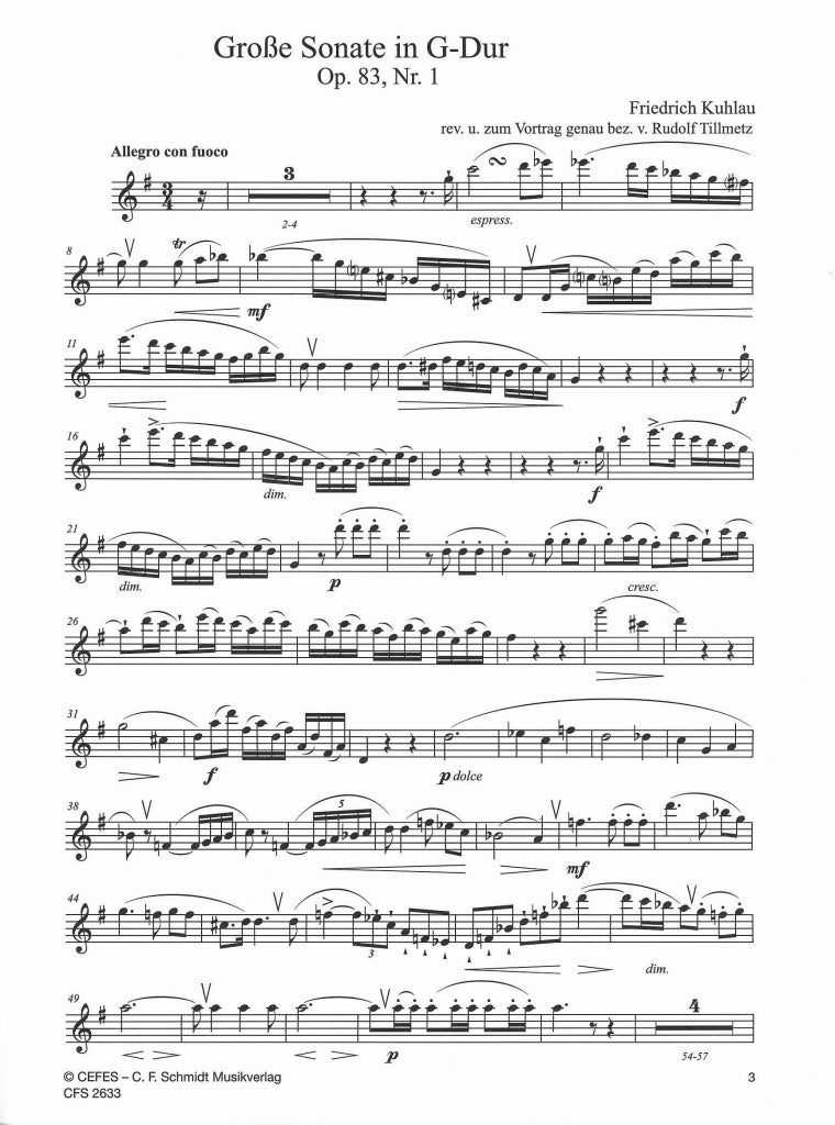 Kuhlau, Sonata op. 83/1 in G 'Grosse-' (C.F.Schmidt)