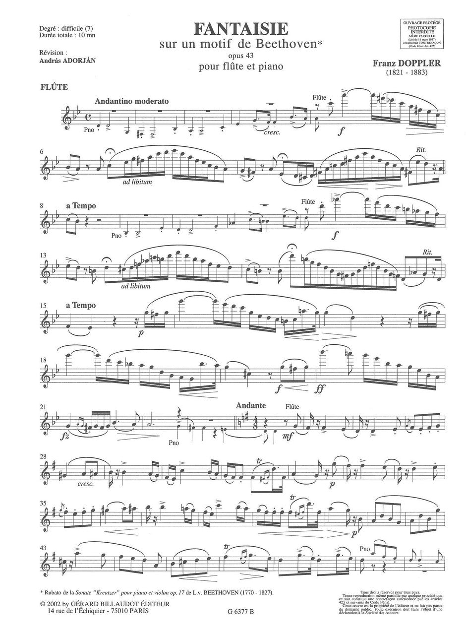 Doppler, Fantaisie op. 43 sur Beethoven (Billaudot)