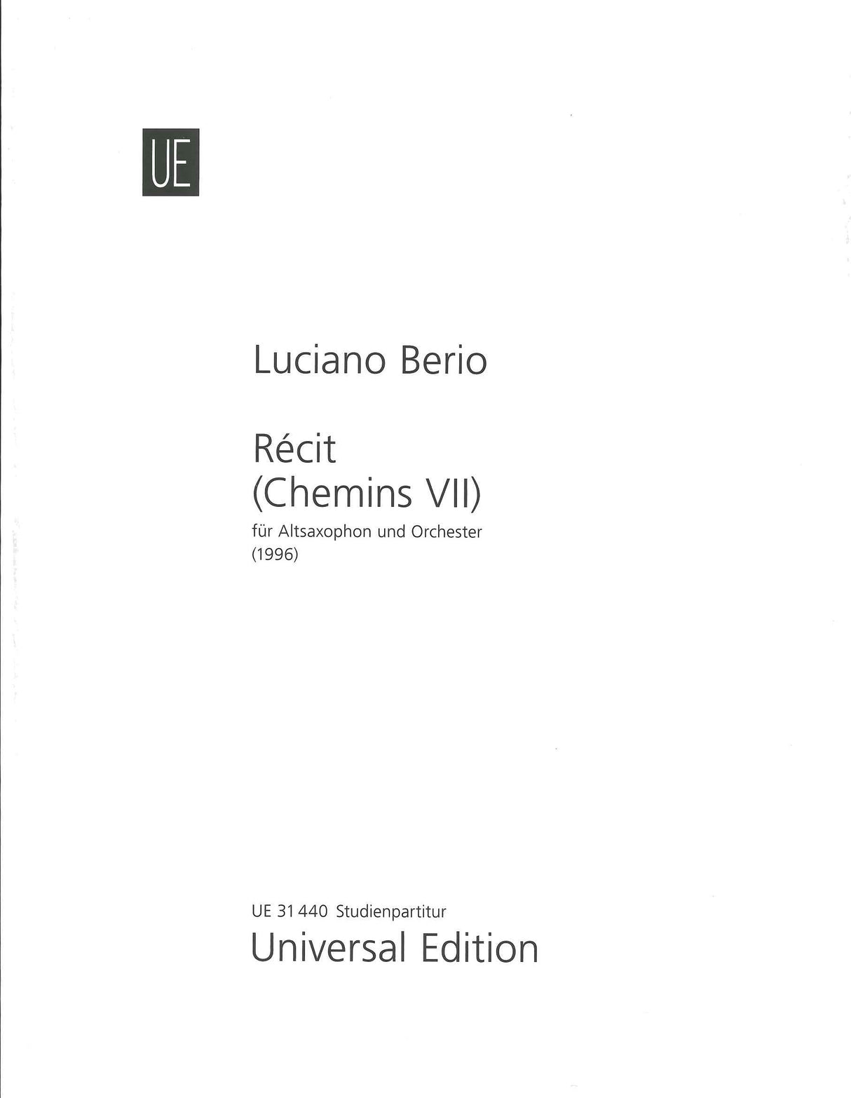 Berio, Recit [Chemins VII) (1996) (Universal)