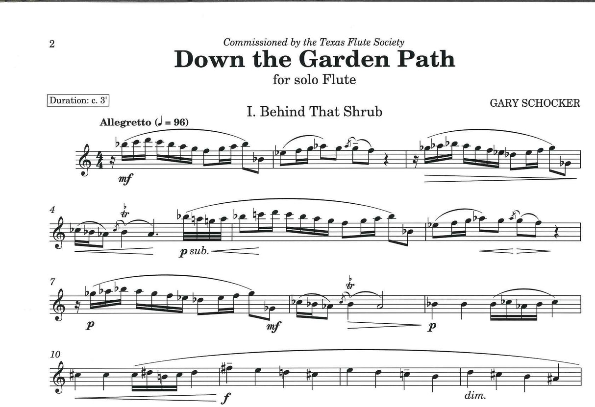 Schocker, Down the Garden Path Fl Solo (Presser)