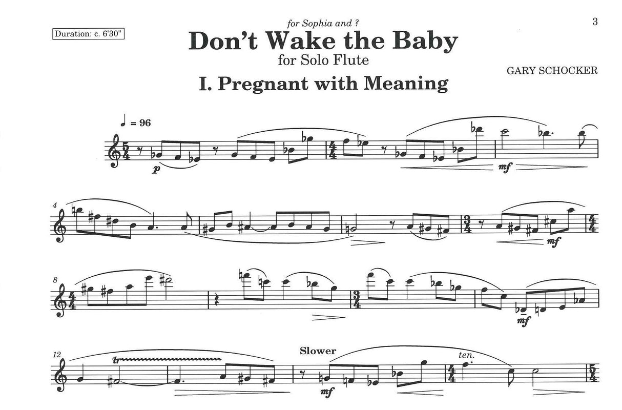 Schocker, Don't Wake the Baby (Fl Solo) (Presser)