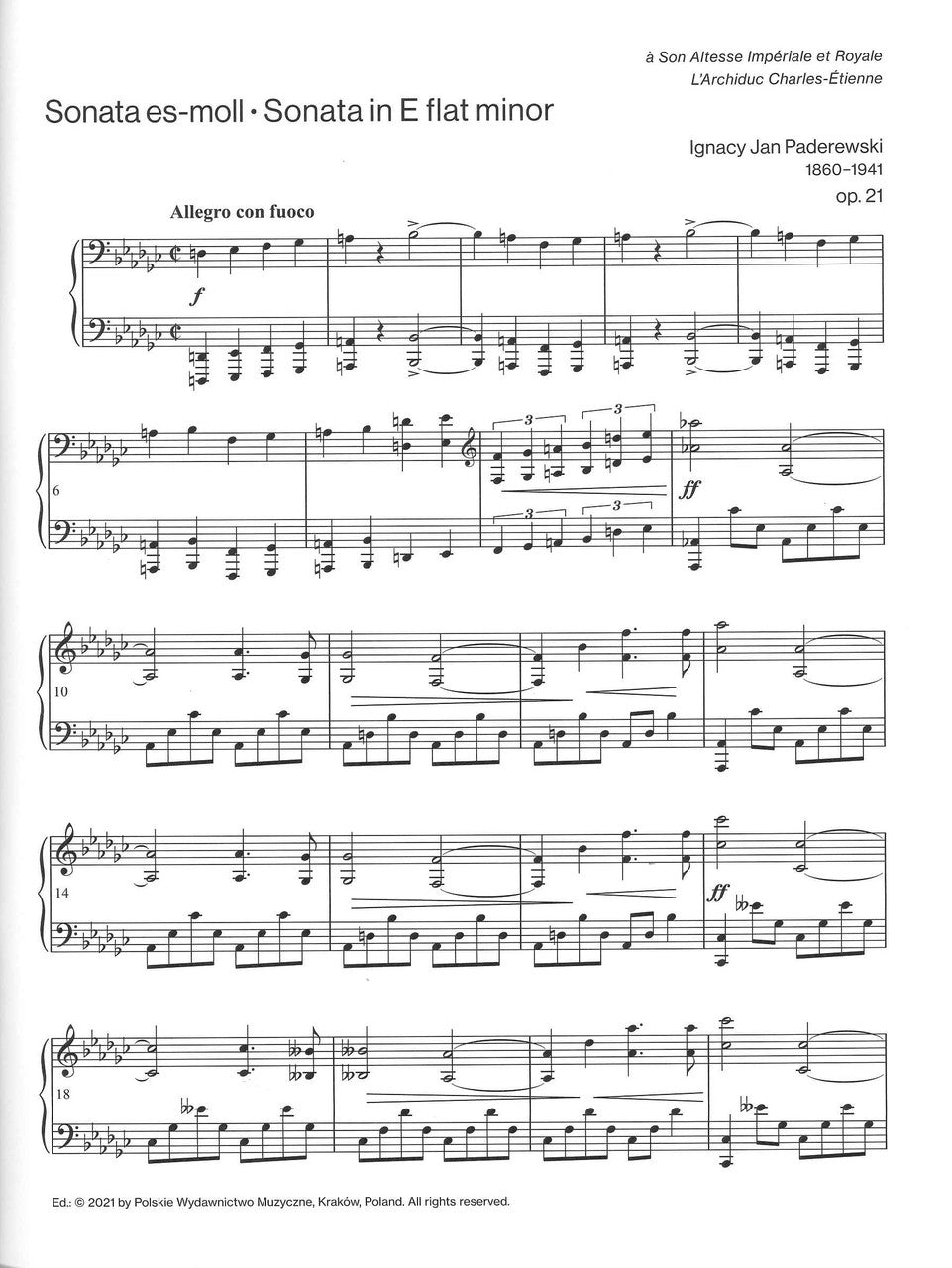 Paderewski, Sonata op. 21 in e flat min. (PWM)