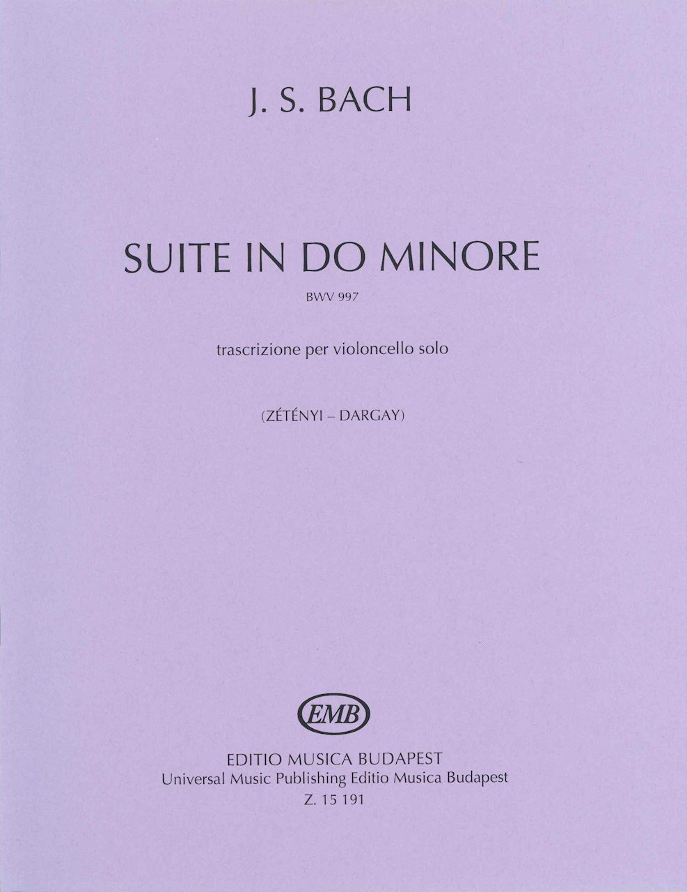 Bach, Suite BWV 997 in c (Vc Solo) (Editio Musica Budapest)