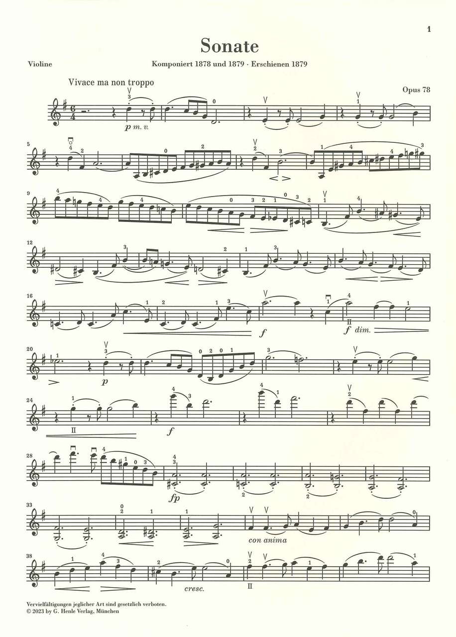 Brahms, Sonata No. 1 in G, op. 78 (rev.) (Henle)