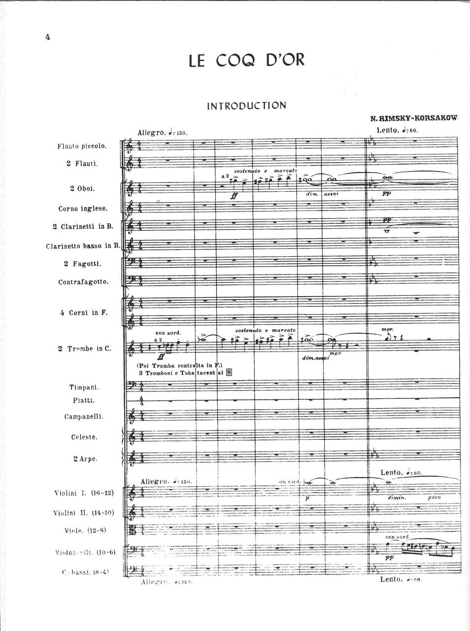 Rimsky-Korsakov, Coq d'or, Intro.. Score (Luck's Music)