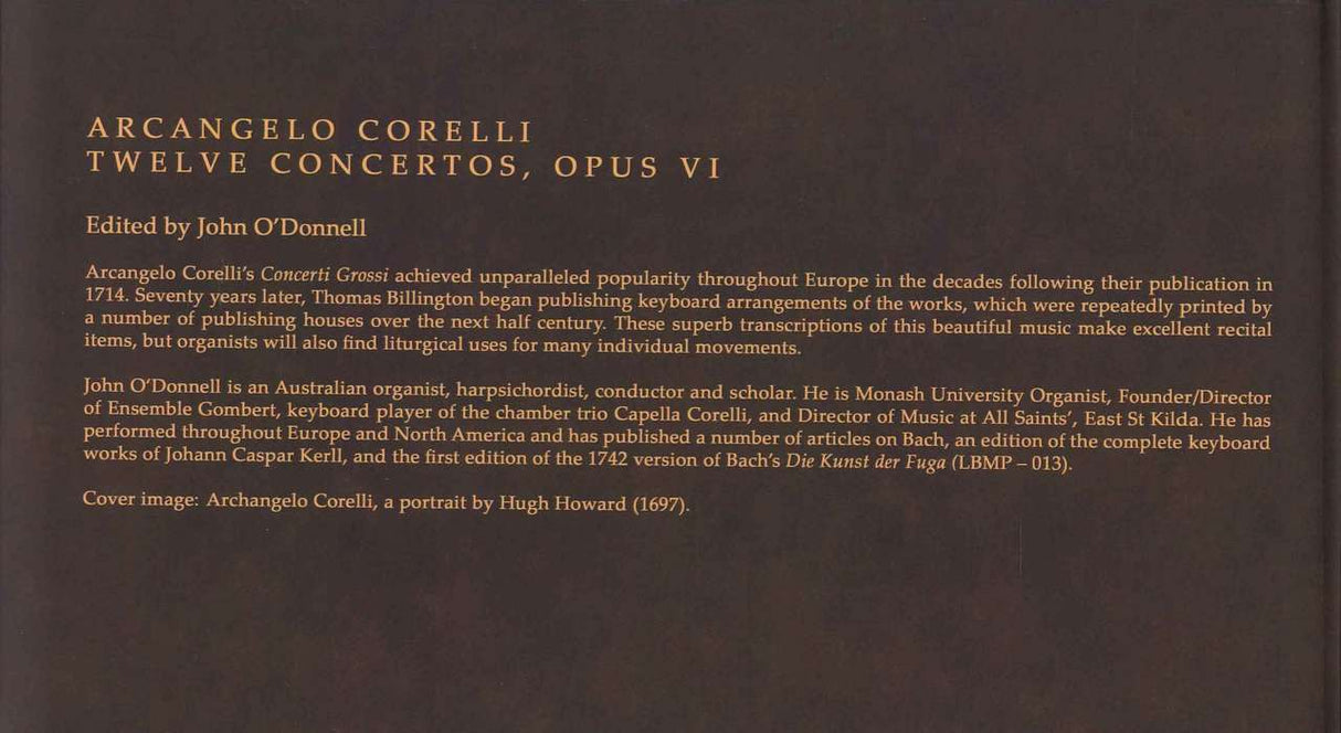 Corelli/Billington, Concertos op. 6 (Lyrebird Music)