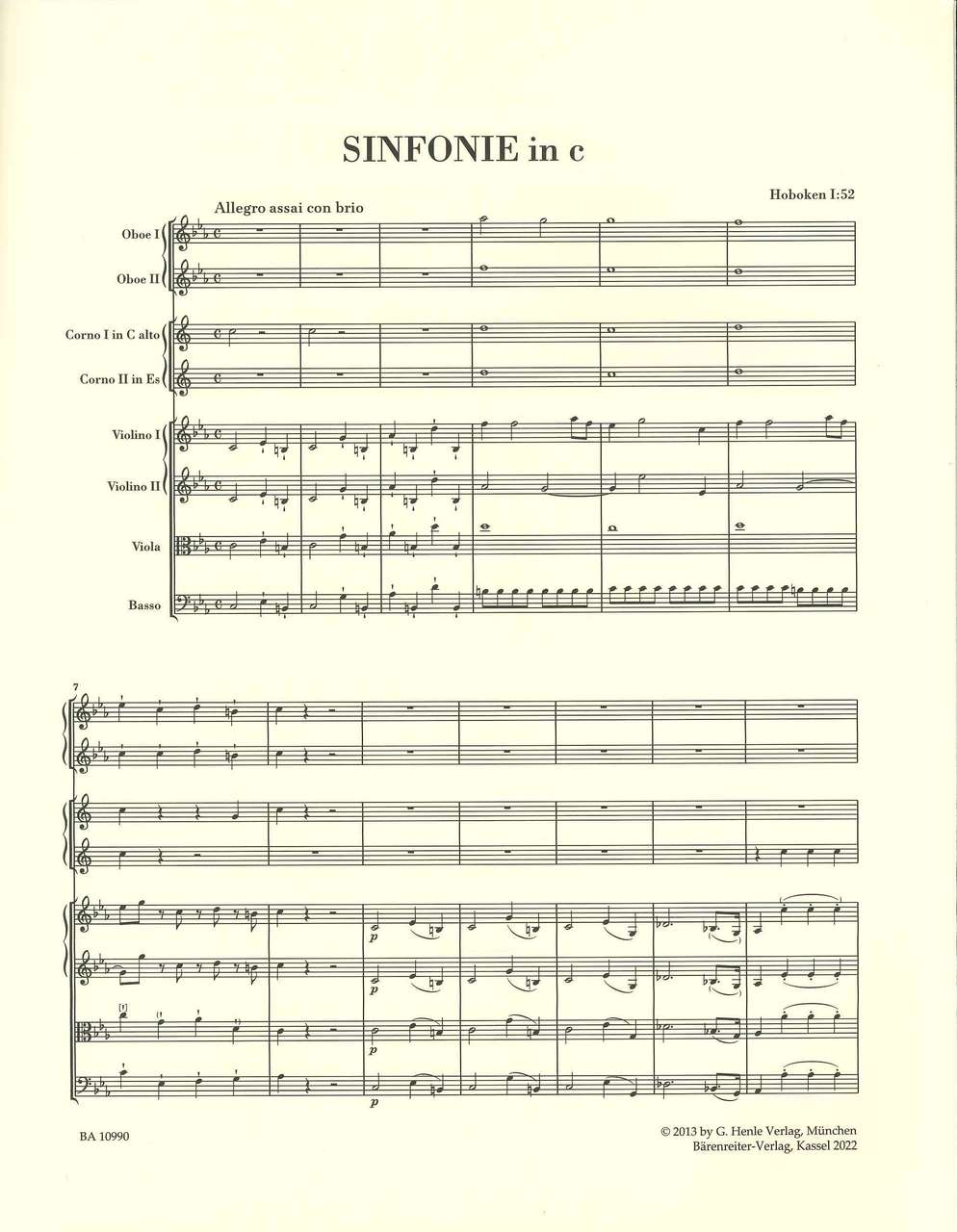 Haydn, Symphony No. 52 Full Score (Barenreiter)