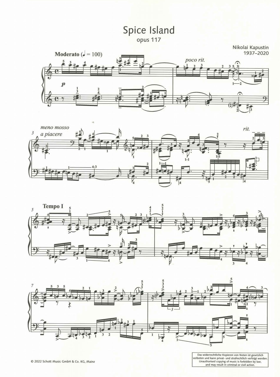 Kapustin, Spice Island op. 117 (Schott)