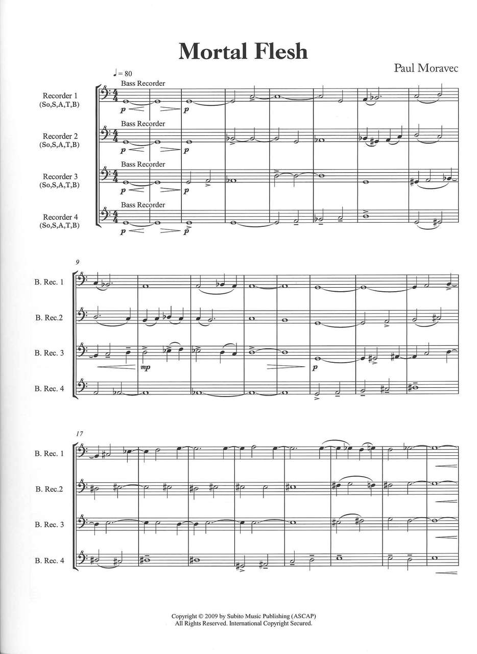 Moravec, Mortal Flesh (Recorder Quartet) (Subito Music)