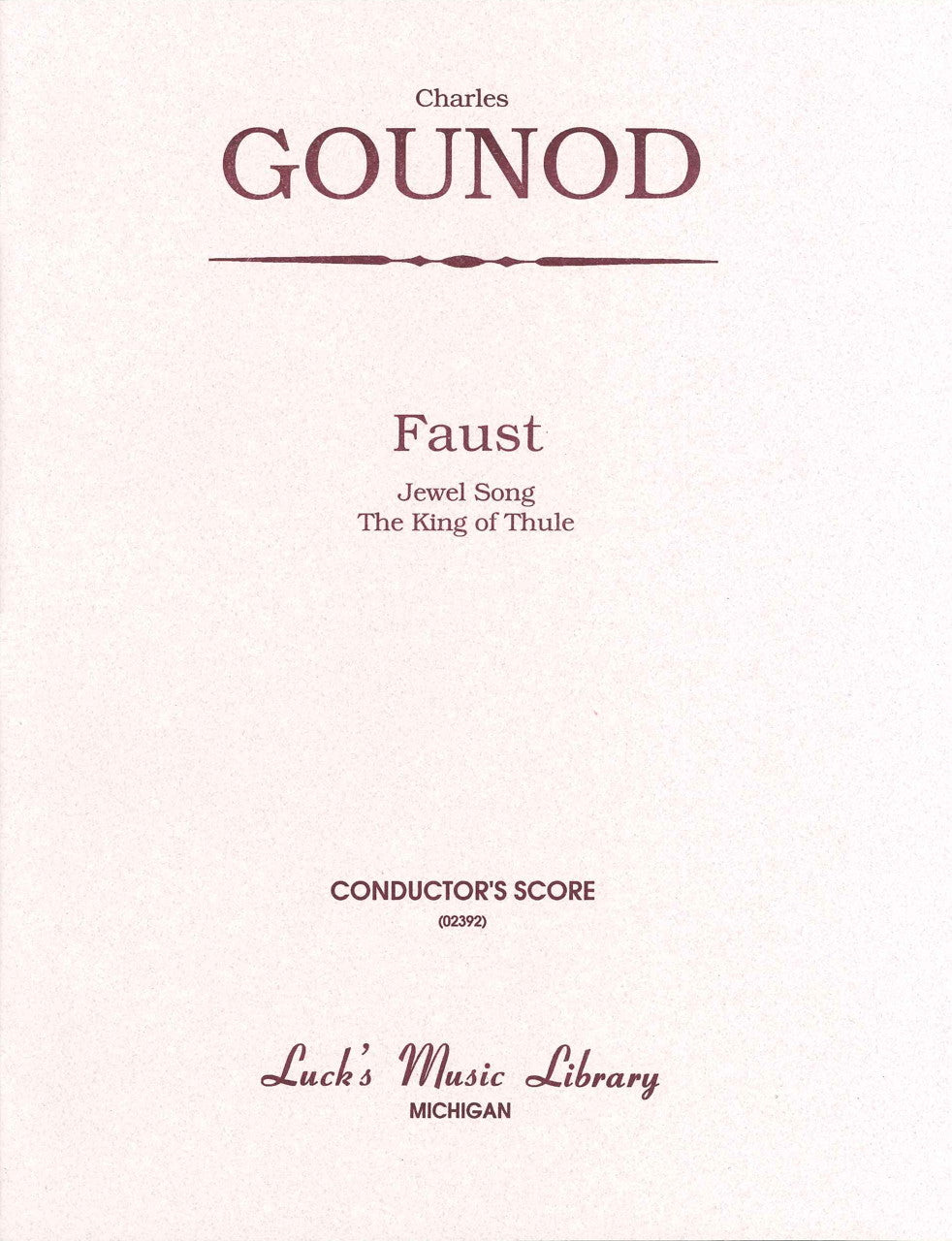 Gounod, King of Thule-Jewel Song: Score (Luck's Music)
