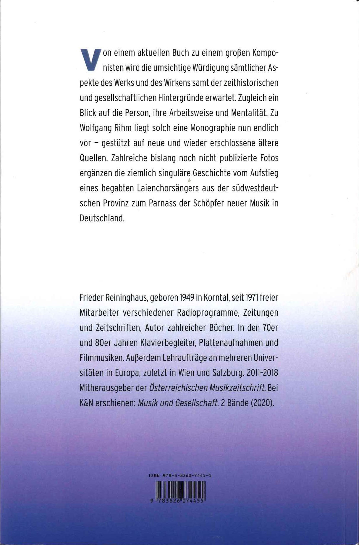 Reininghaus, Rihm: Der Reprasentative (Konigshausen & Neumann)