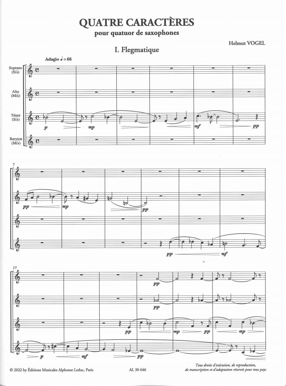 Vogel, Quatre caracteres (SATBr Sax) (Leduc)