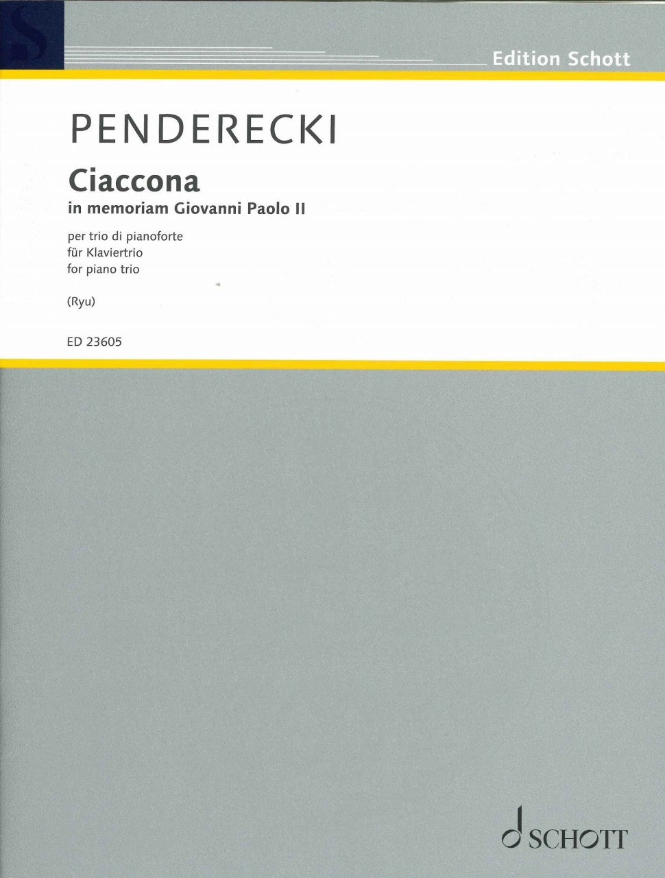 Penderecki, Ciaccona (Vn,Vc,Pf) (Schott)