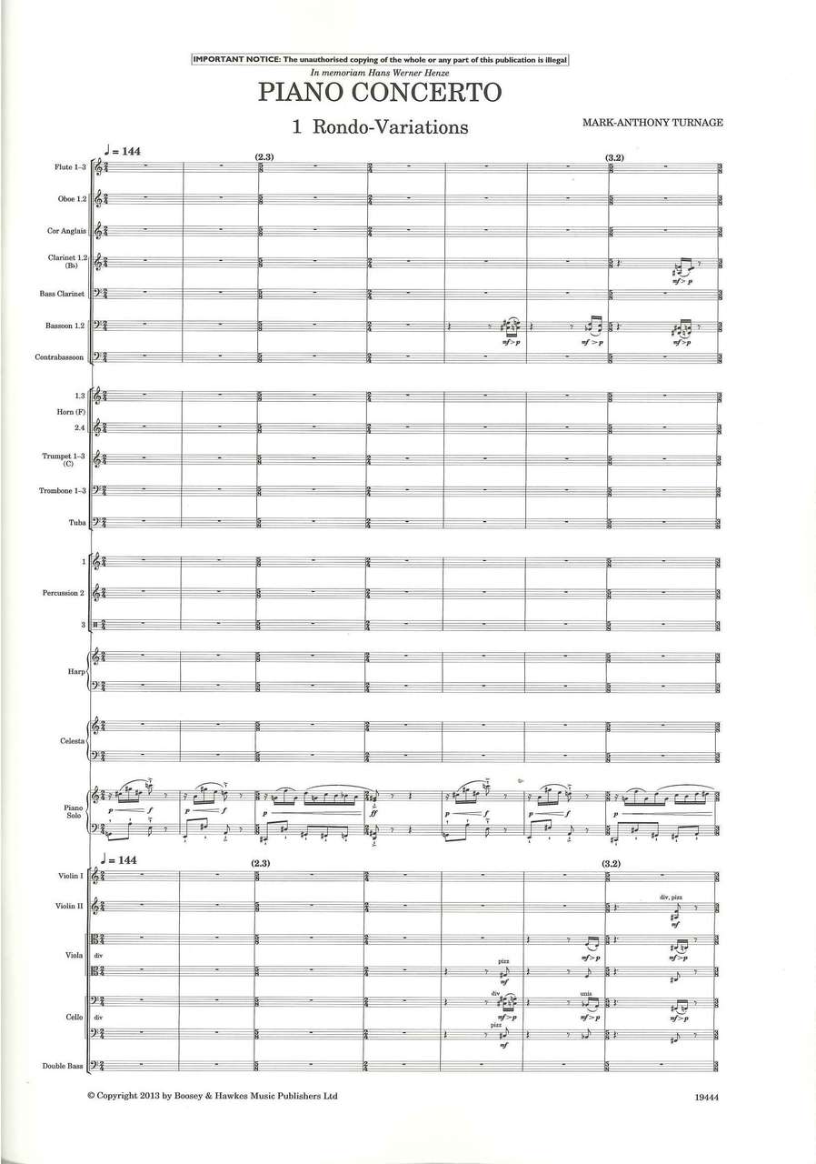 Turnage, Concerto for Piano (Boosey)