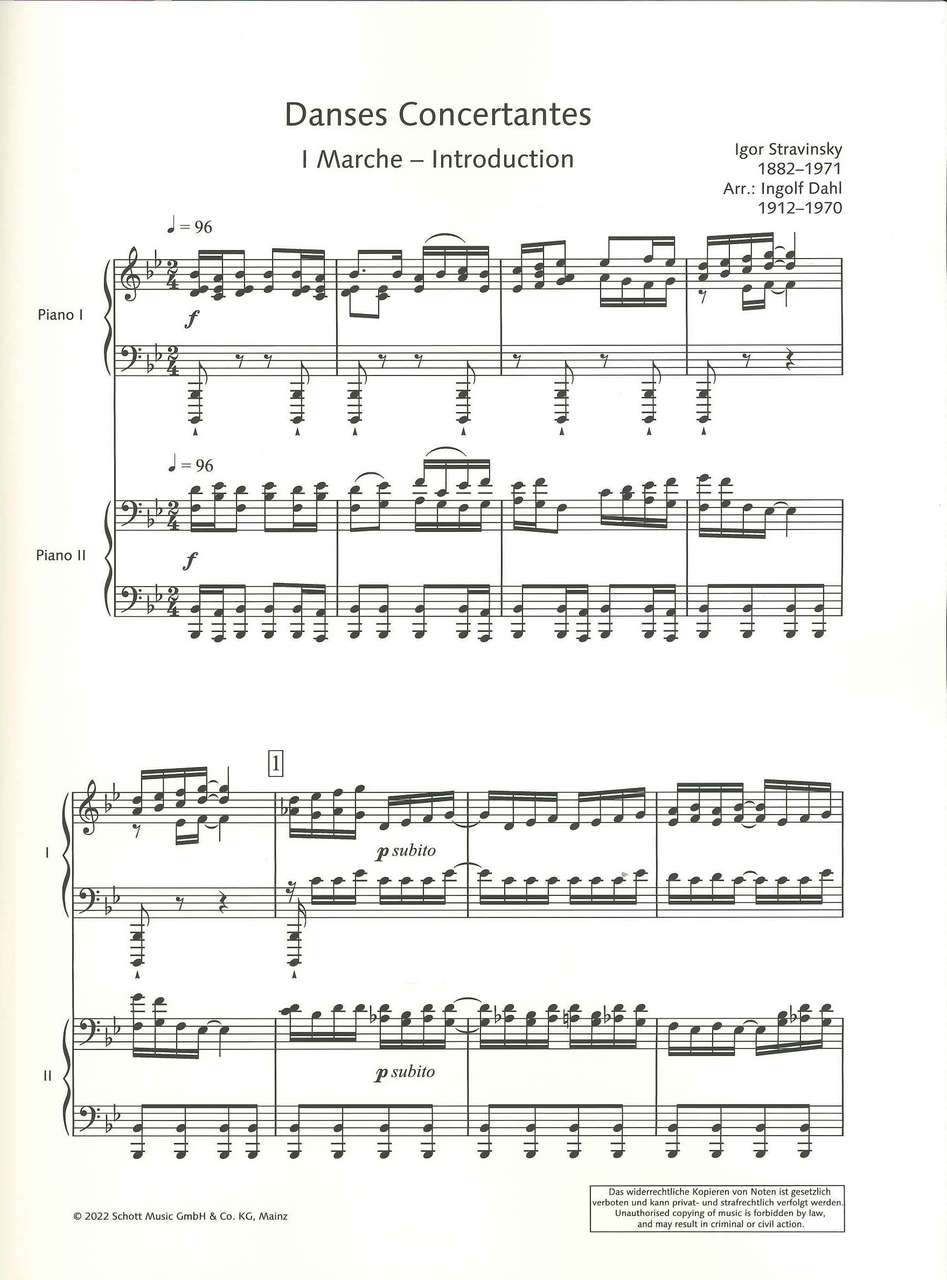 Stravinsky, Danses concertantes (Dahl) (Schott)