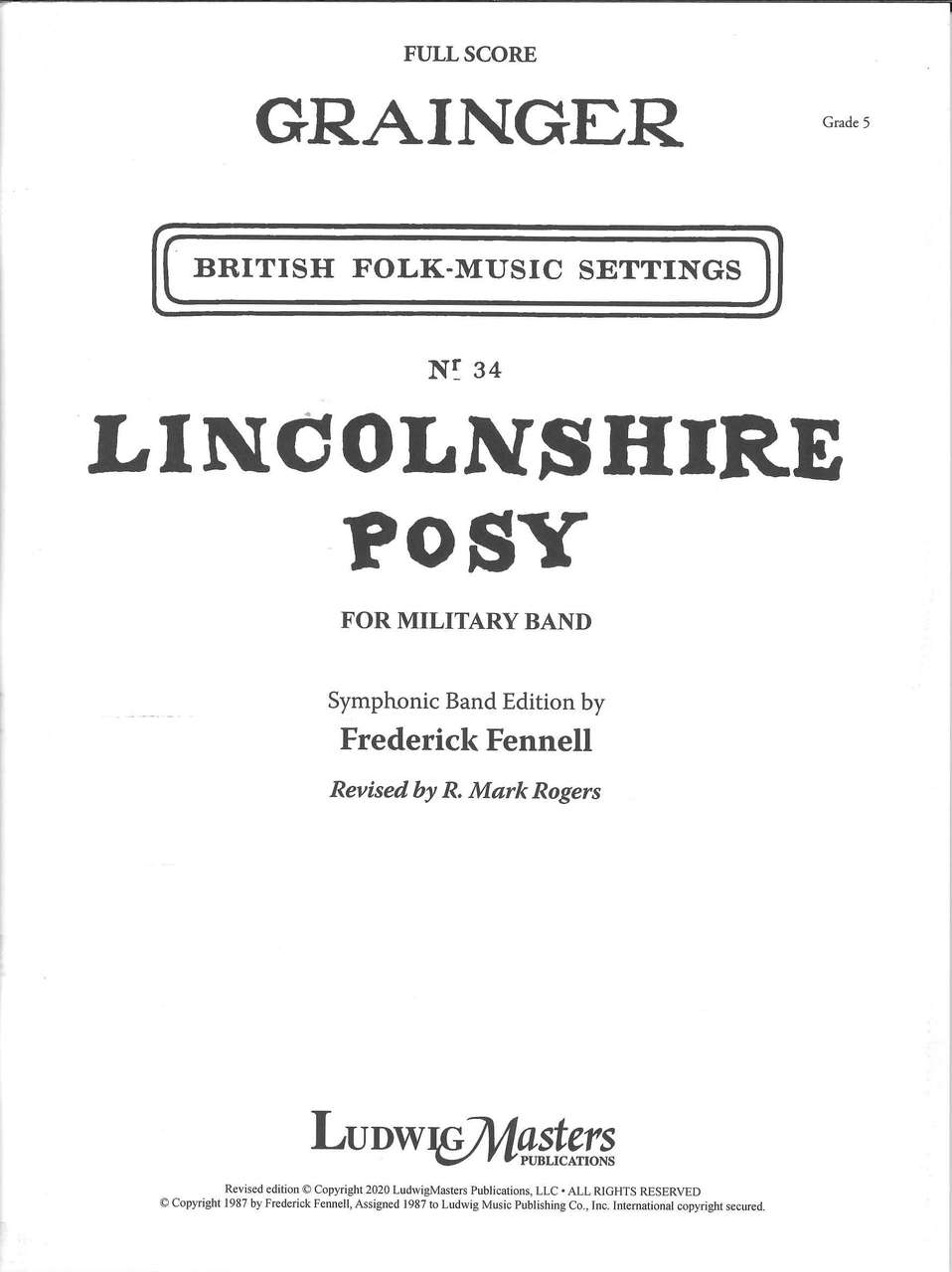 Grainger, Lincolnshire Posy: Full Score (Ludwig Music)