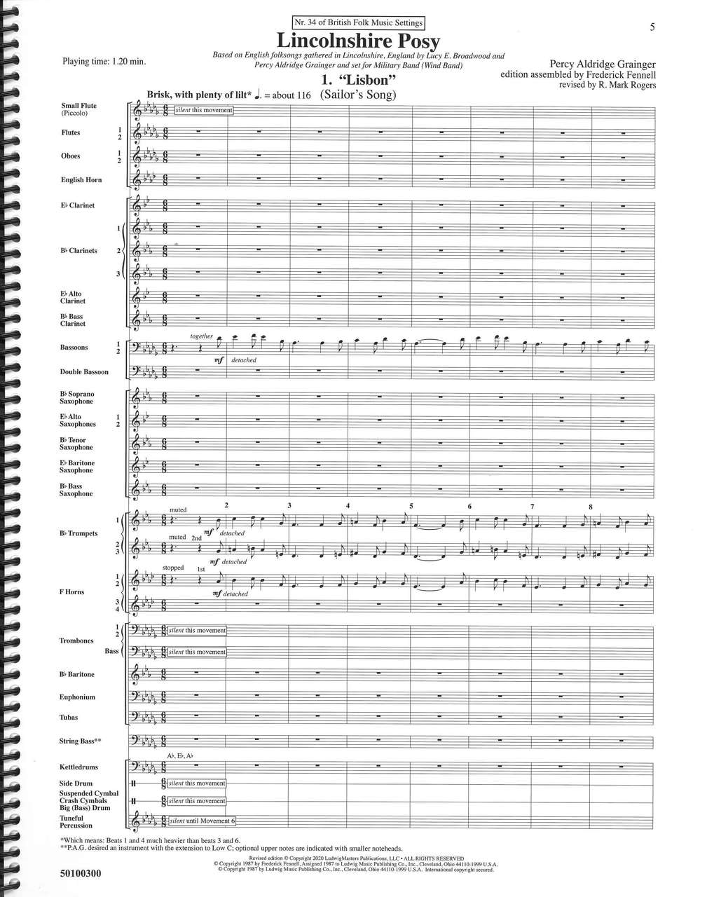 Grainger, Lincolnshire Posy: Large Score (Ludwig Music)