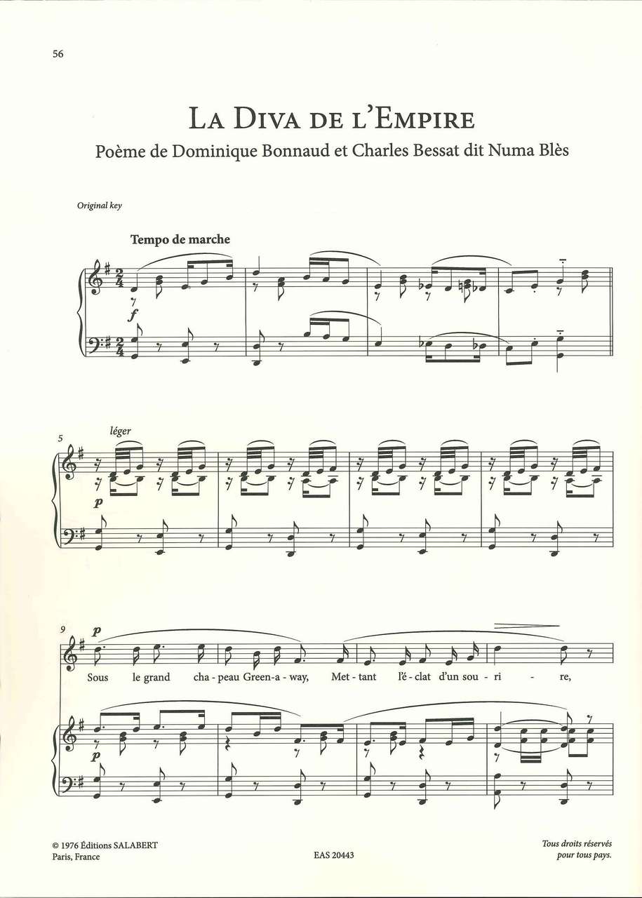 Satie, 22 Melodies (High) (Salabert)