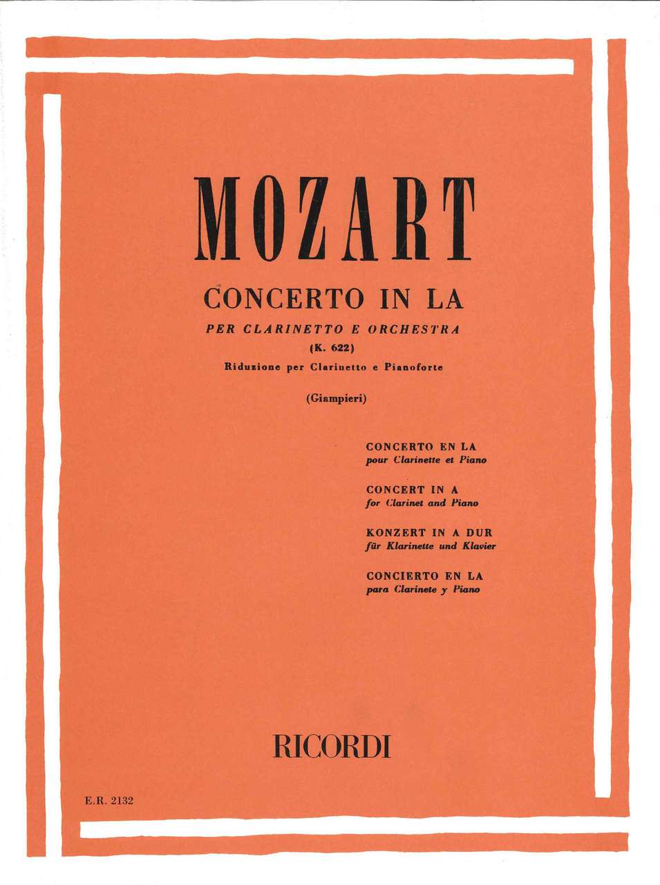 Mozart, Concerto KV 622 in A (Giampieri) (Ricordi)