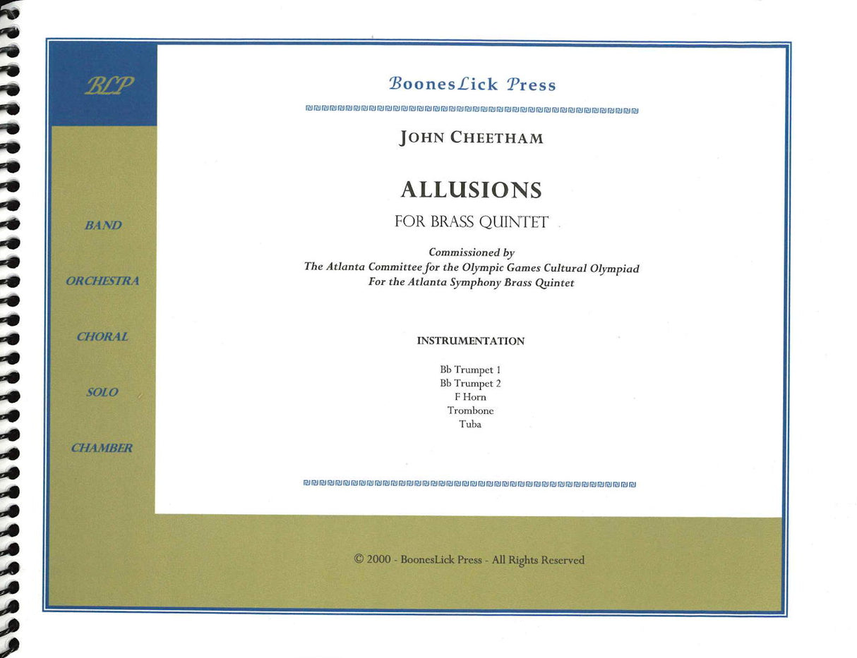 Cheetham, Allusions for Brass Quintet (BoonesLick Press)