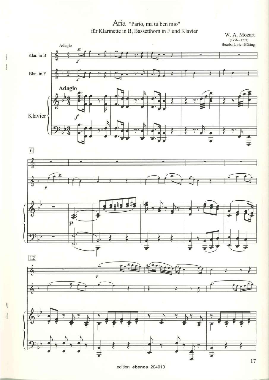 Mozart, 2 Arien 'Titus' (Cl,Basset,Pf) (Ebenos)