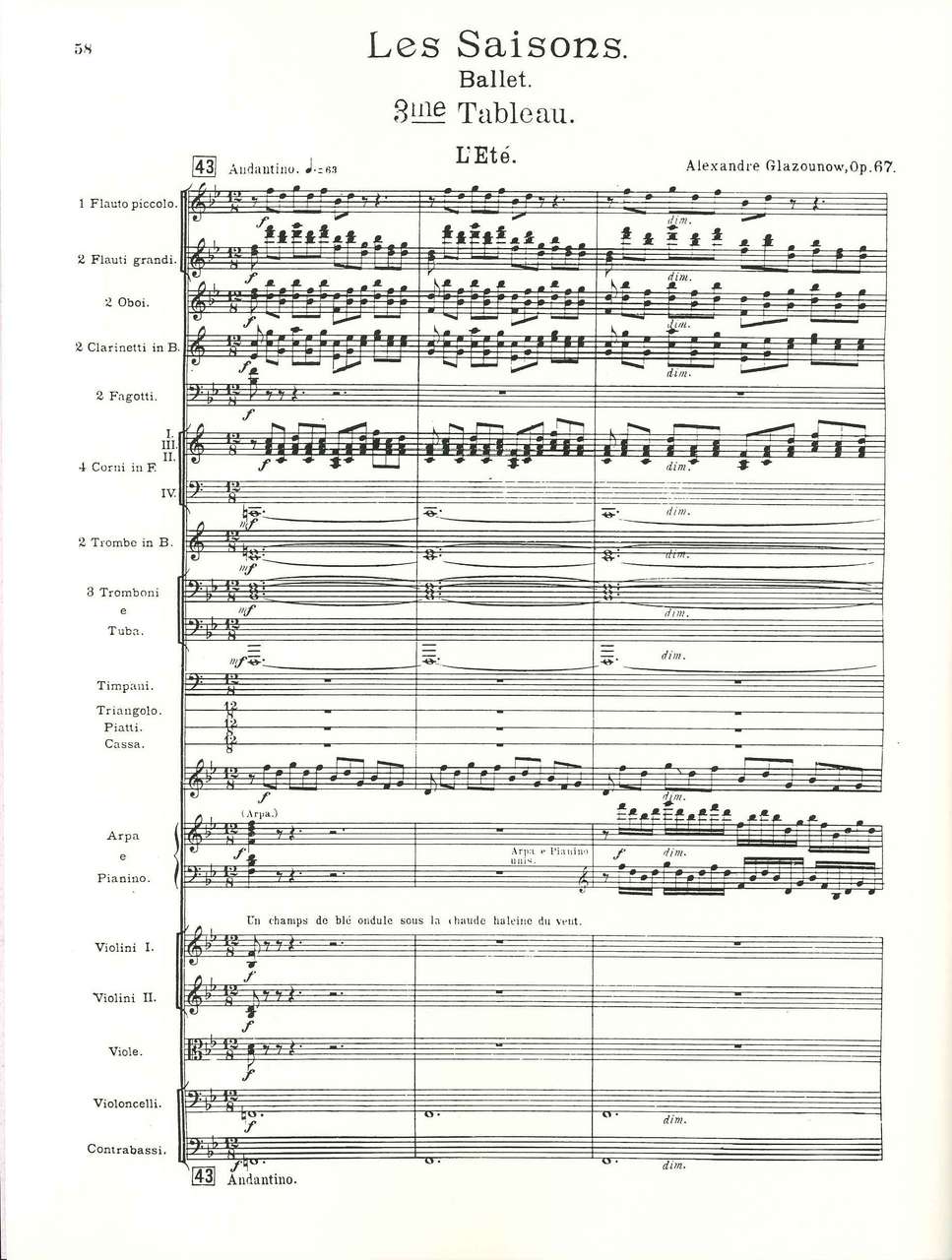 Glazunov, Seasons op. 67, Summer: Score (Luck's Music)