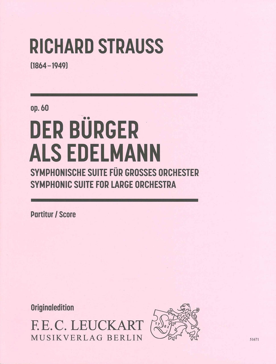 Strauss,R., Burger als Edelmann, Suite (Leuckart/Ries & Erler)