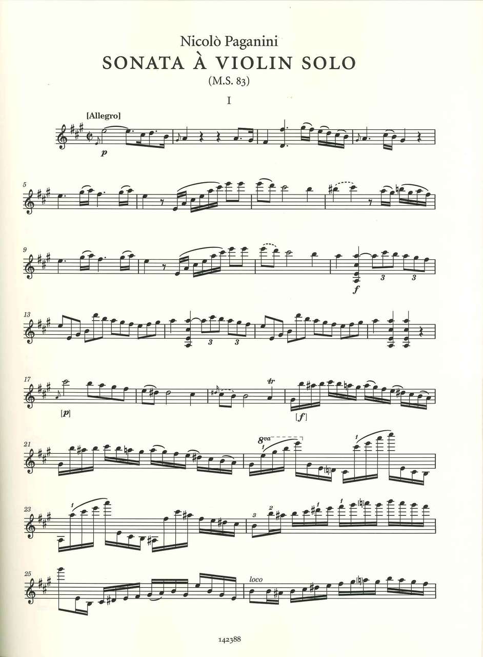 Paganini, Sonata a violin solo M.S. 83 (Ricordi)