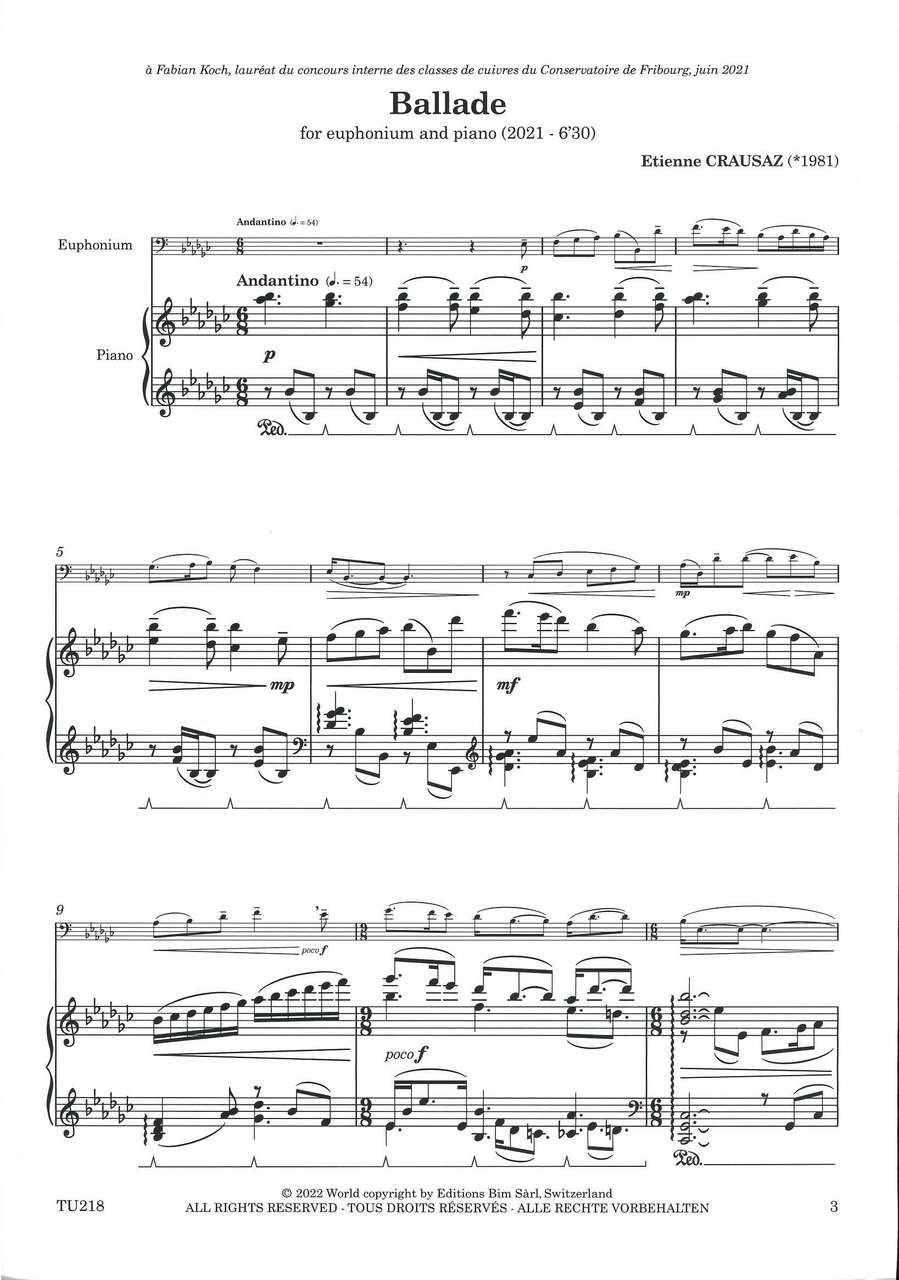 Crausaz, Ballade for Euphonium & Piano (Bim)