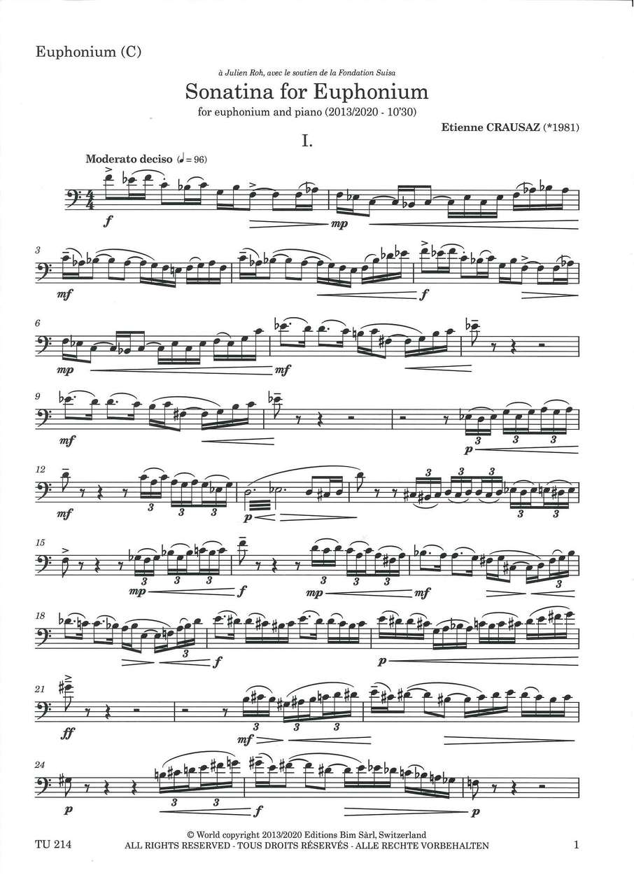 Crausaz, Sonatina for Euphonium & Piano (Bim)